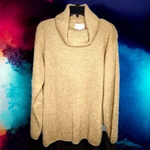 Vintage Rosanna Gold Shimmery Retro Glam Size Medium Ladies Turtleneck Sweater